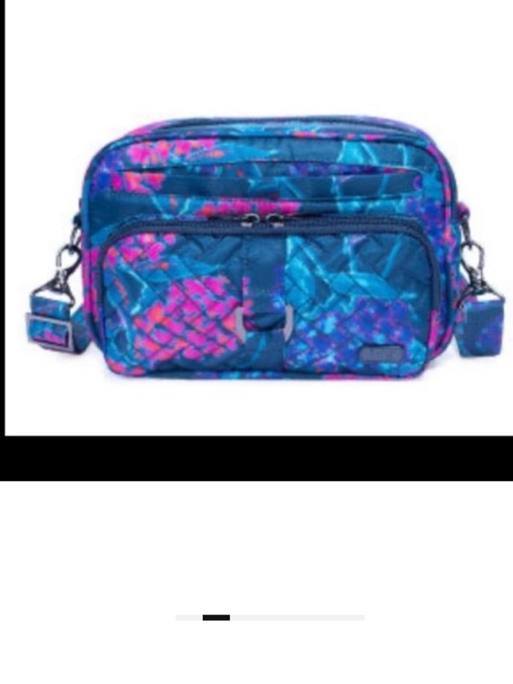 Lugz Quilted Blue and Pink Pattern Crossbody Bag
